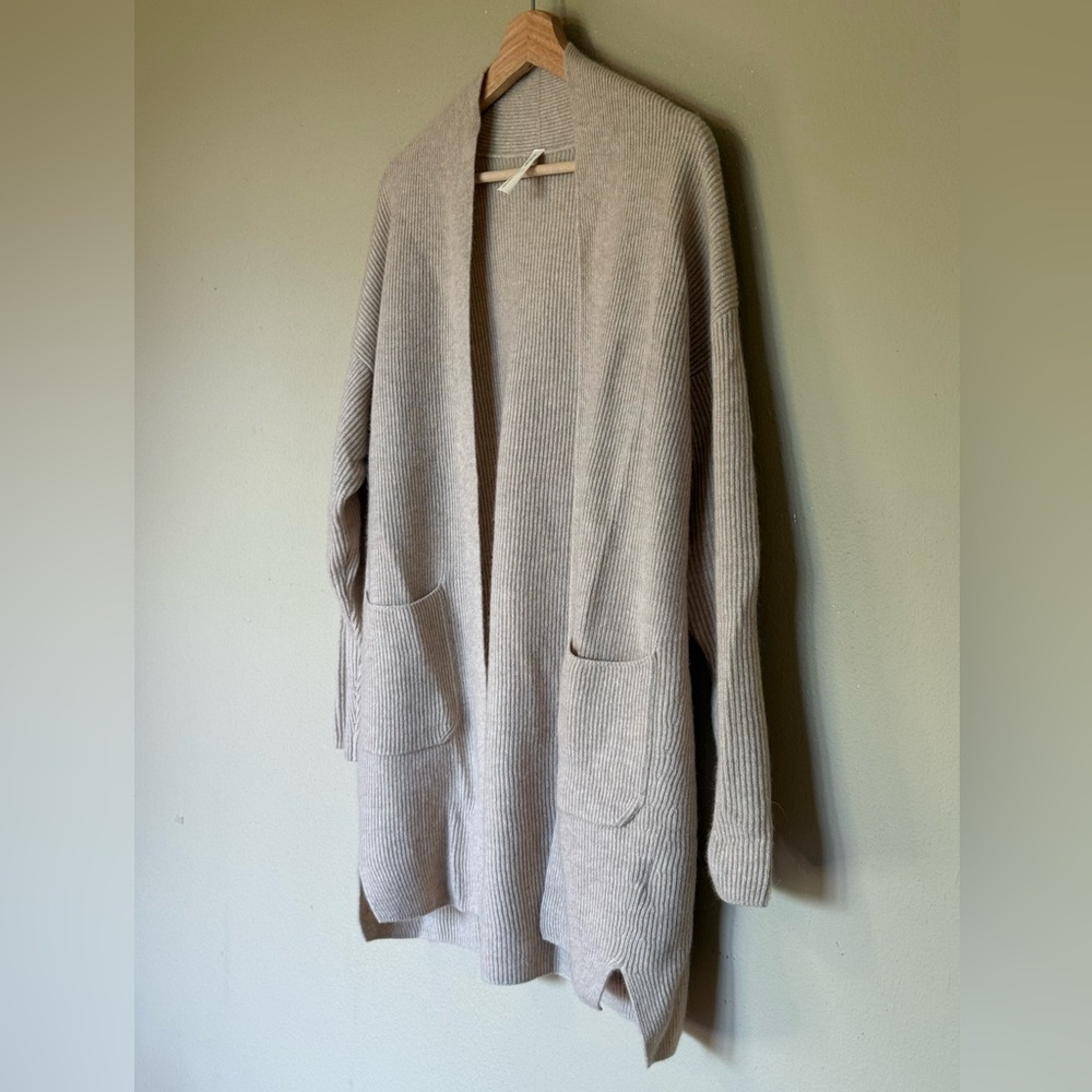 Nap Loungewear Pure Cashmere Open Front Rib Knit Cozy Cardigan One Size - Picture 3 of 7